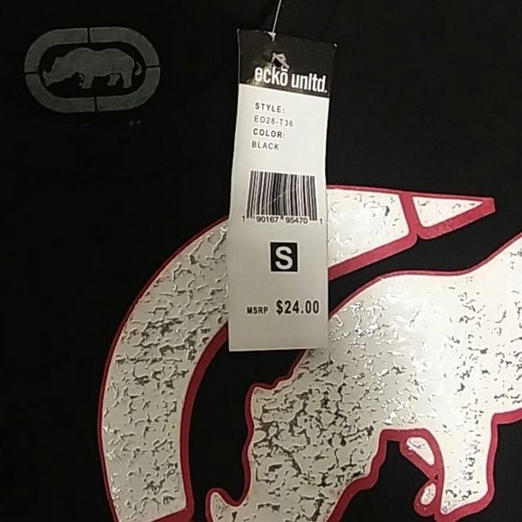 Ecko unltd black red white t-shirt rhino rawthentic tee shirt men's small NWT - Picture 7 of 7